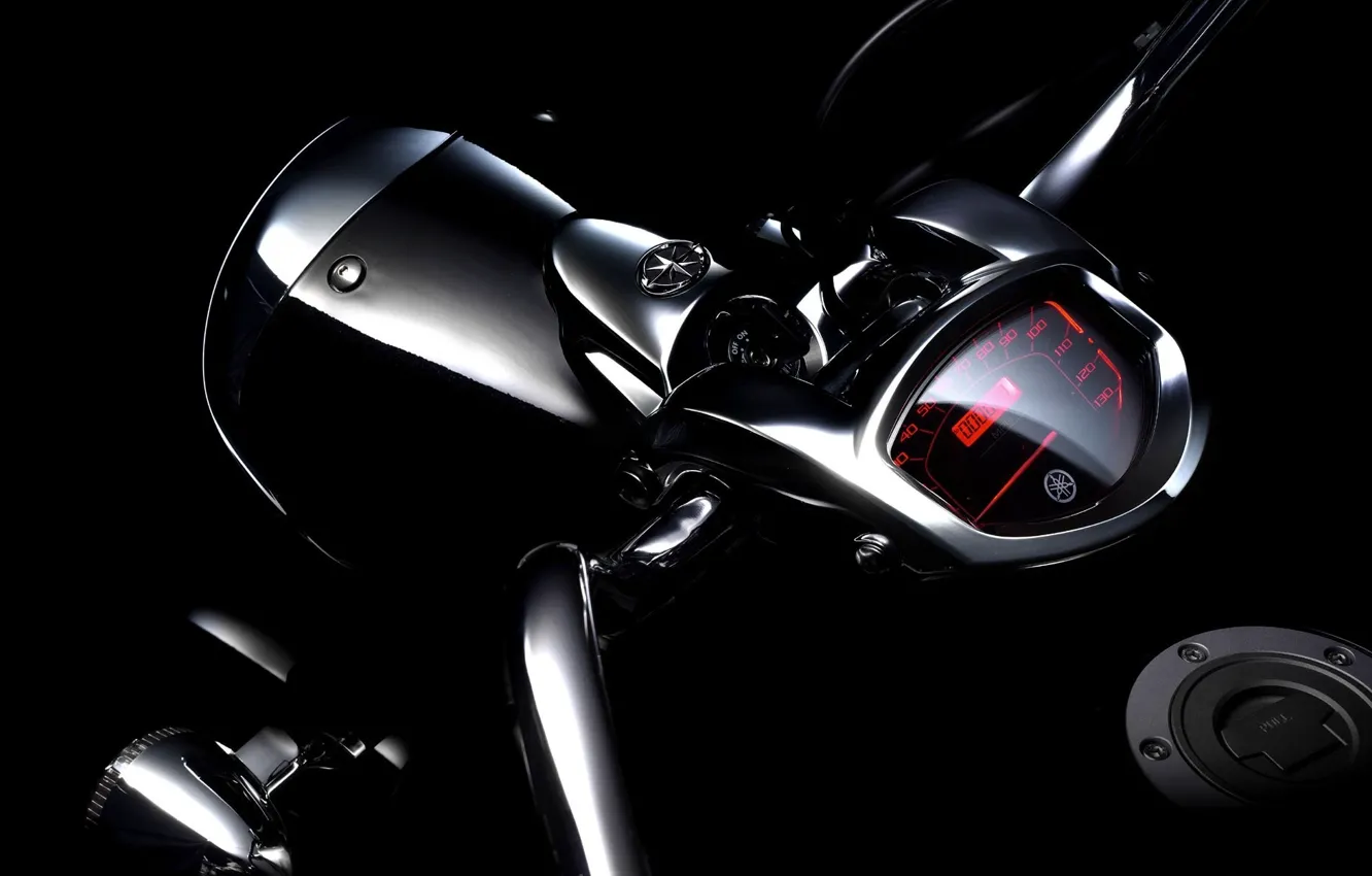 Фото обои фон, чёрный, мотоцикл, Yamaha, XVS1300A, круизер, Midnight Star