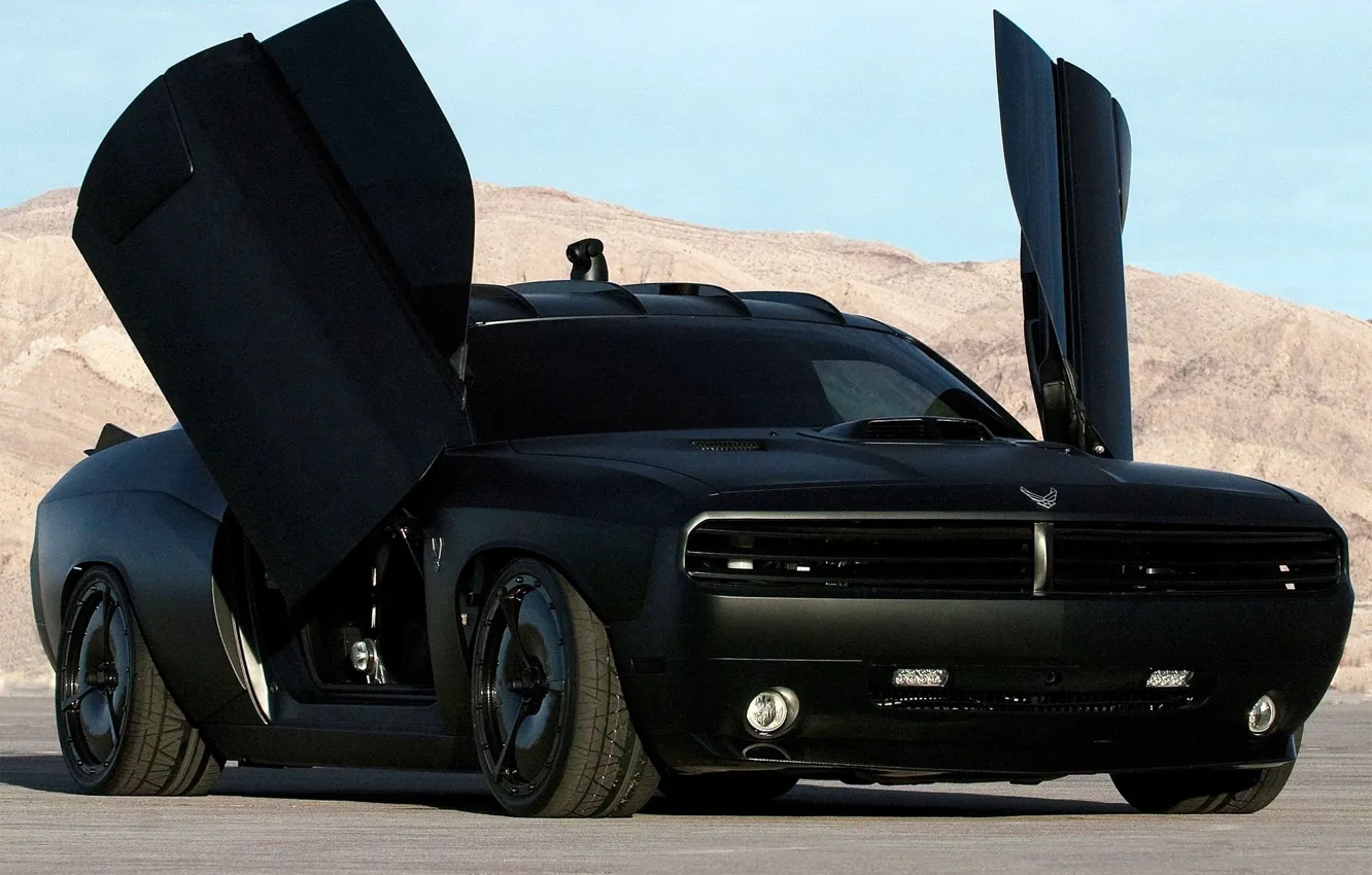 Фото обои Concept, матовый, Dodge, Challenger, открытые двери, Ламбо-двери, ‘Vapor’, Galpin Auto Sports