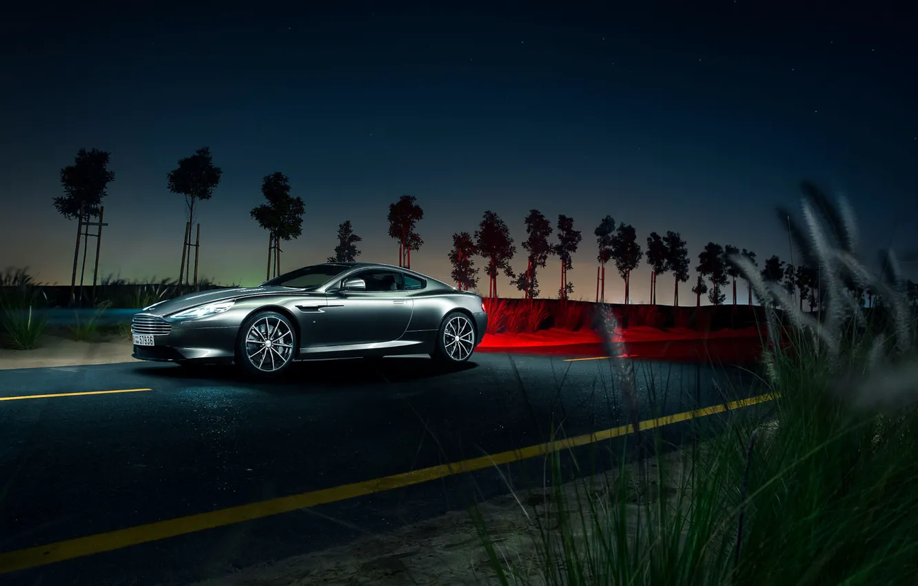 Фото обои Aston Martin, Light, DB9, Front, Night, Supercar