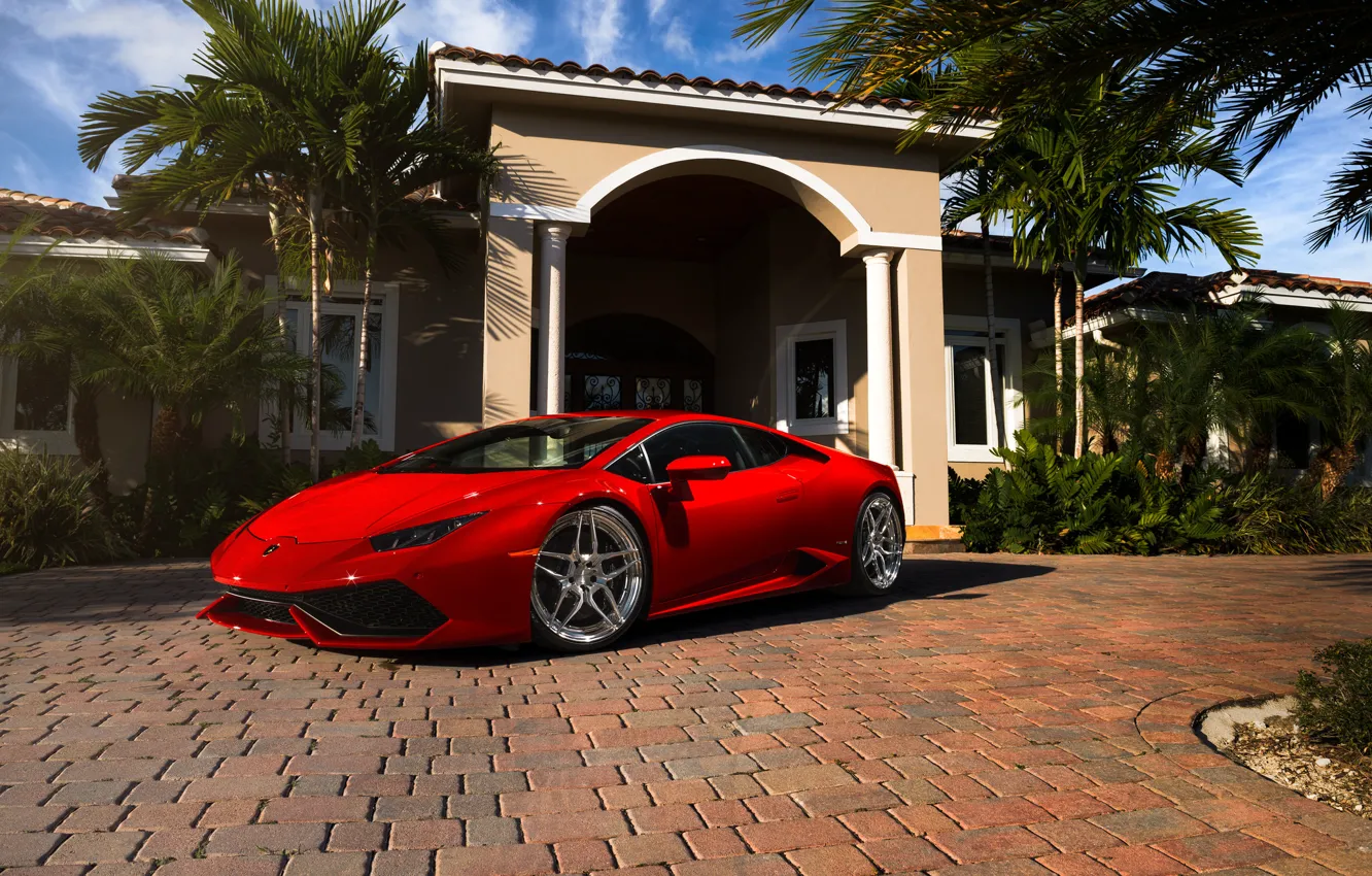 Фото обои Lamborghini, red, Miami, Florida, Huracan