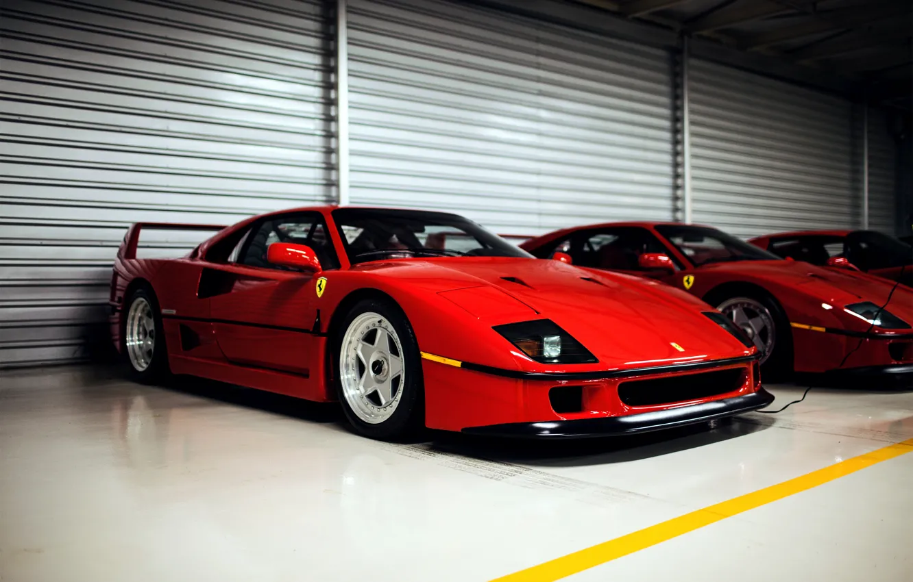 Фото обои Ferrari, суперкар, red, F40, феррари, красная, frontside