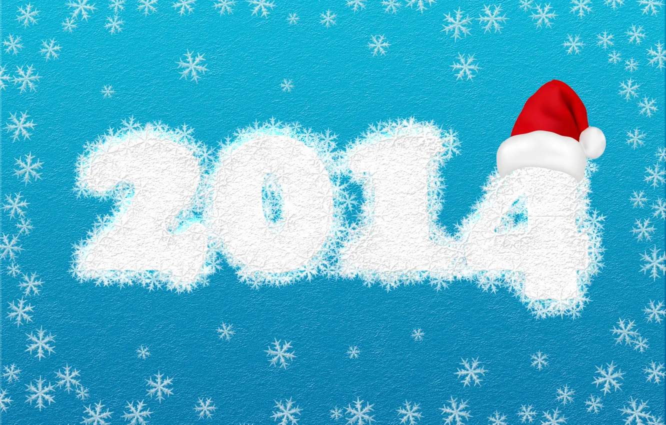 Фото обои снежинки, праздник, новый год, голубой фон, 2014