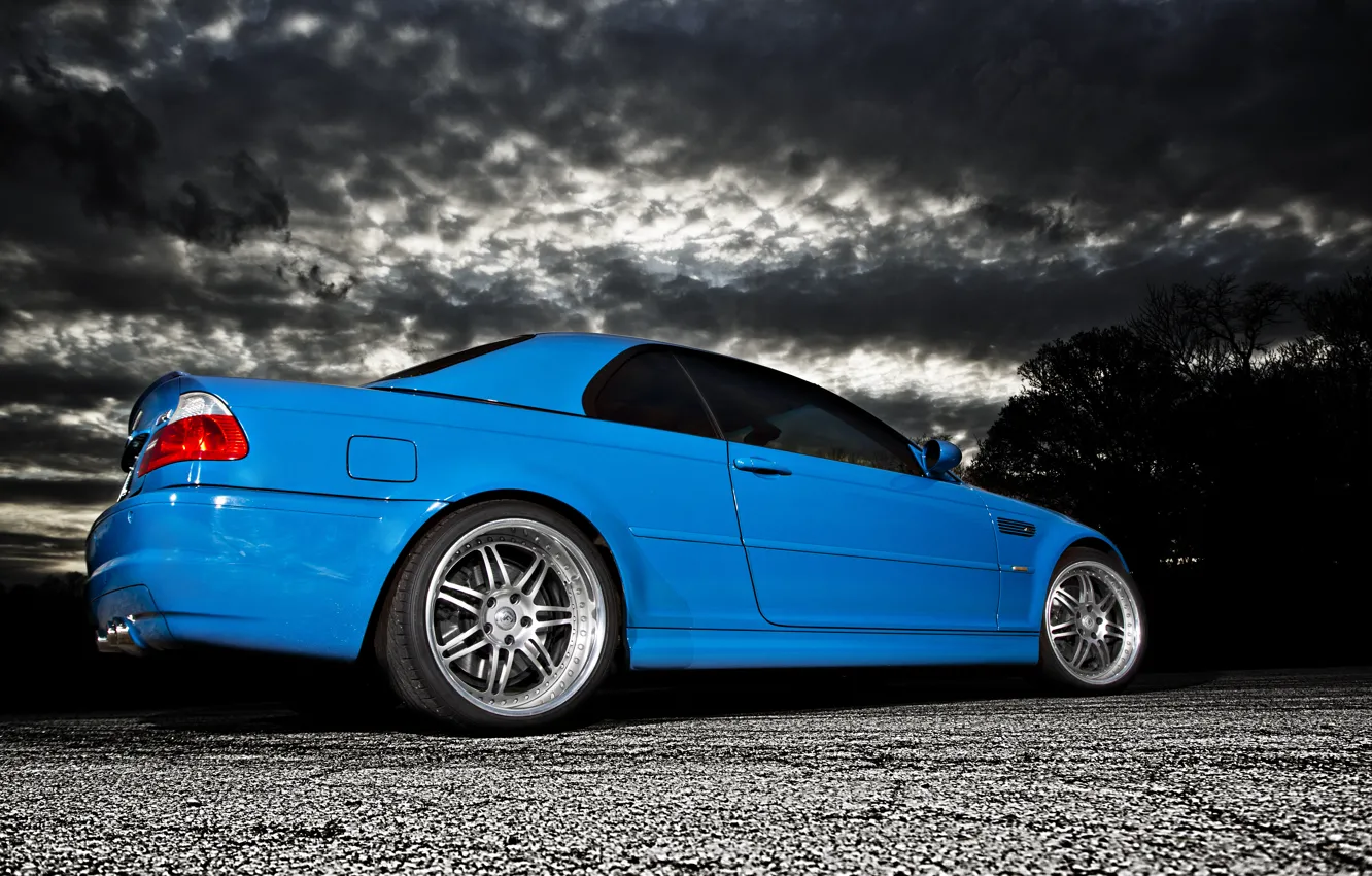 Фото обои облака, синий, бмв, BMW, blue, E46