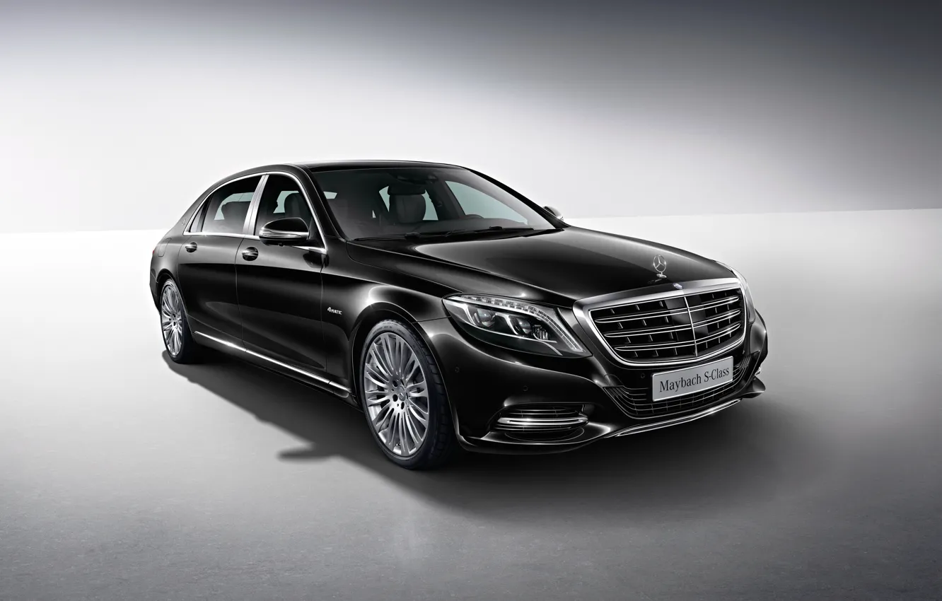 Фото обои черный, Mercedes-Benz, Maybach, сбоку, мерседес, Black, X222, 2015, S 500, S-Cass