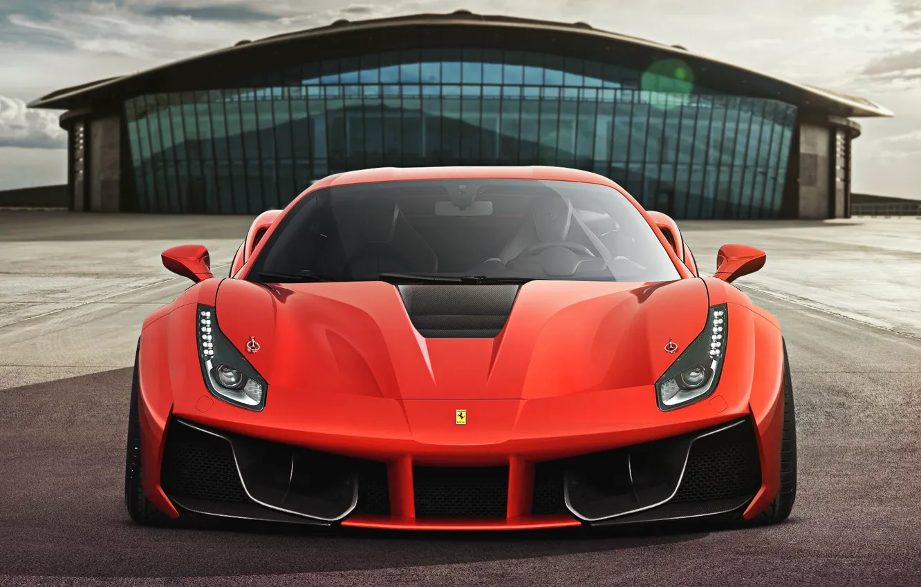 Фото обои Ferrari, Red, GTB, Design, Front, Supercar, 2015, 488
