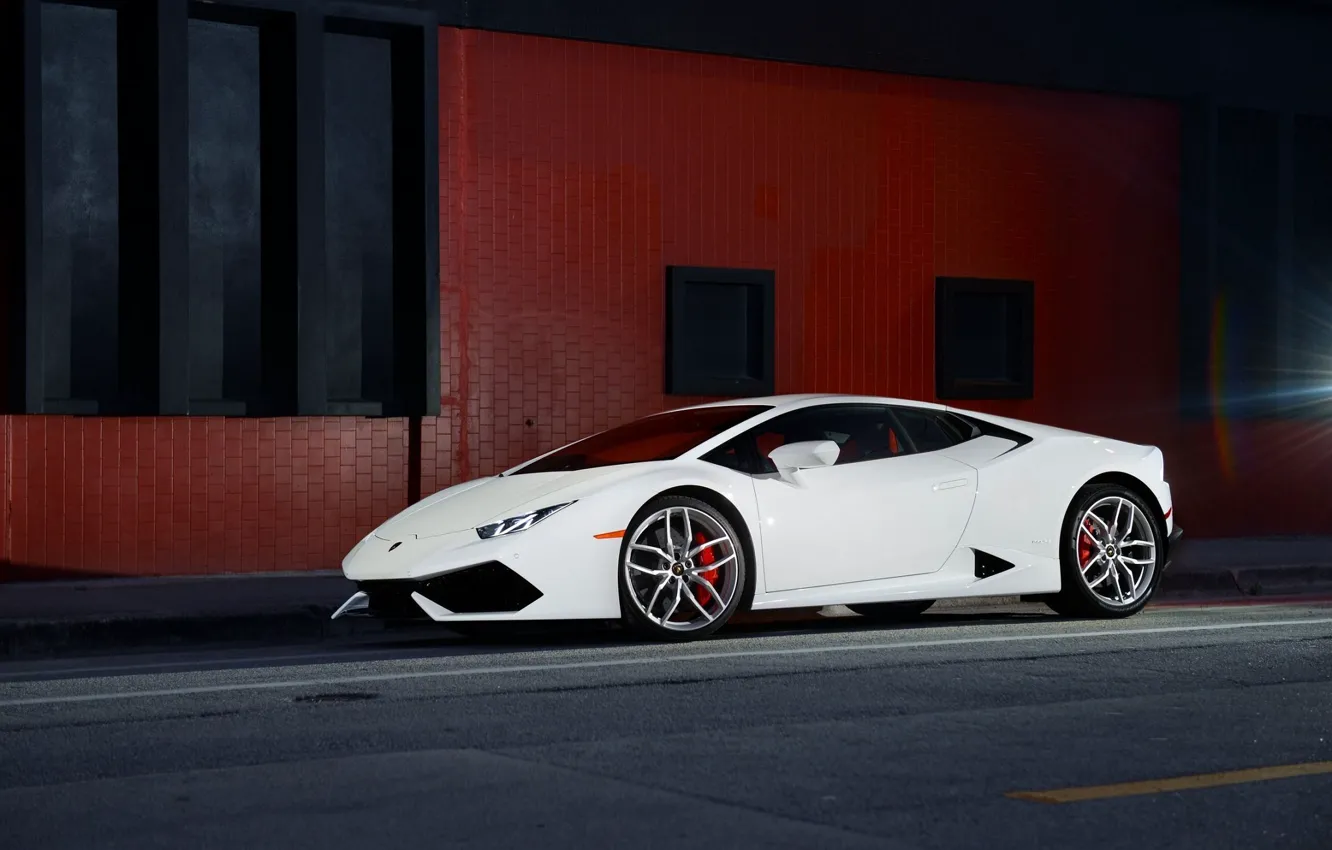 Фото обои Lamborghini, Front, White, Smoke, Supercar, Wheels, Huracan, LP610-4, Ligth