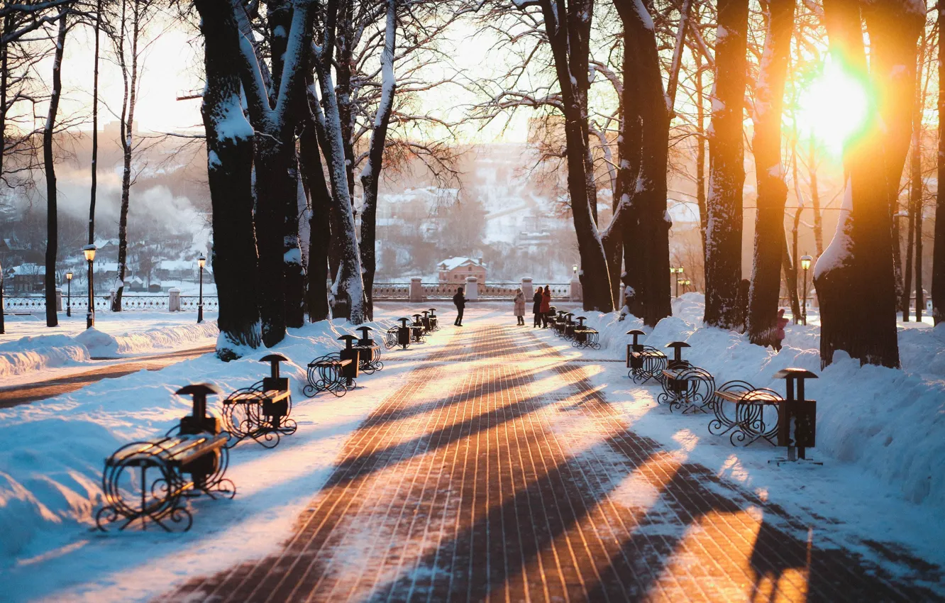 Фото обои зима, город, парк, Россия, Russia, Калуга, Kaluga