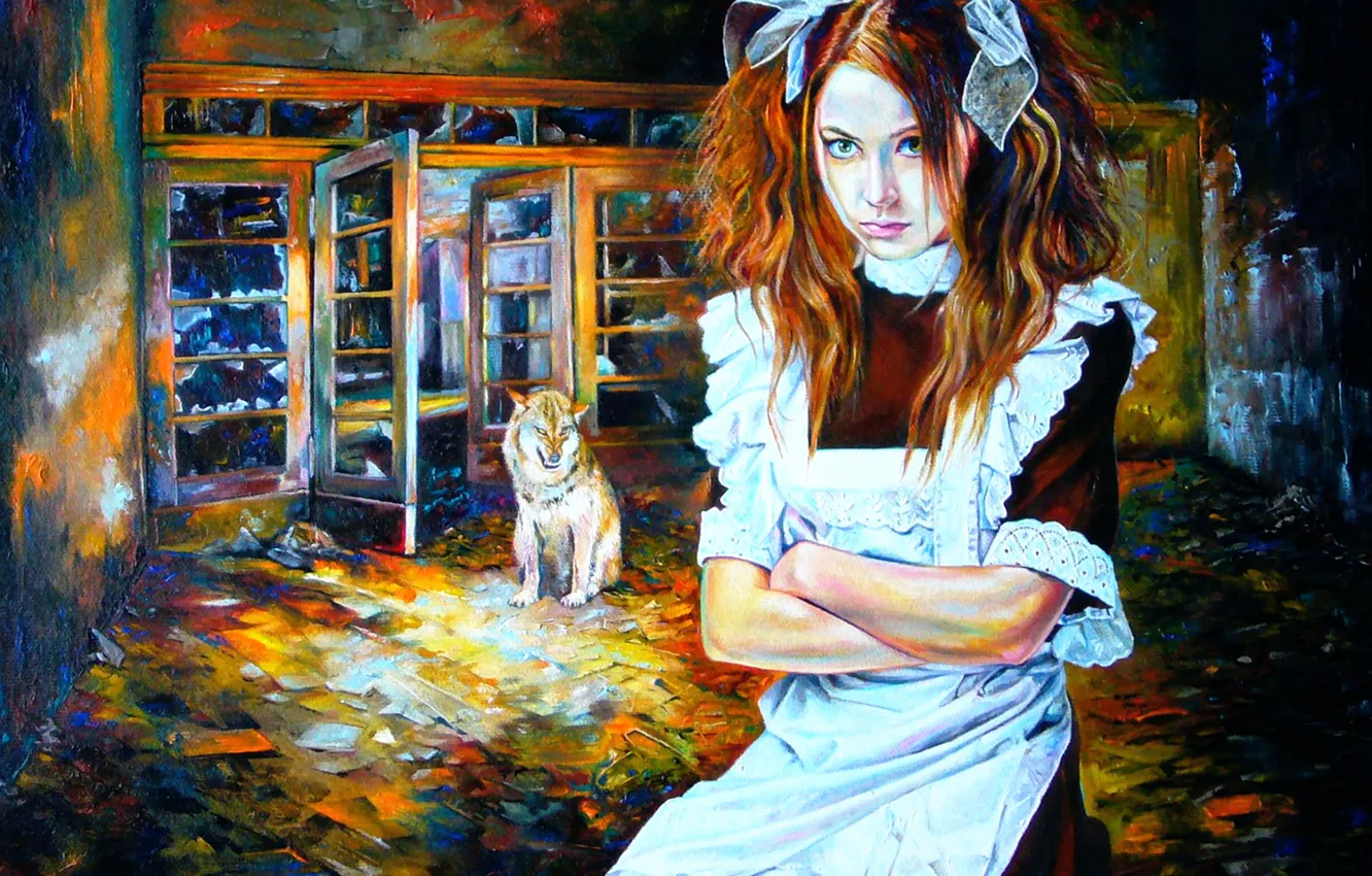 Фото обои рисунок, волк, арт, Ксюша, Xenia Kokoreva, Ксения Кокорева