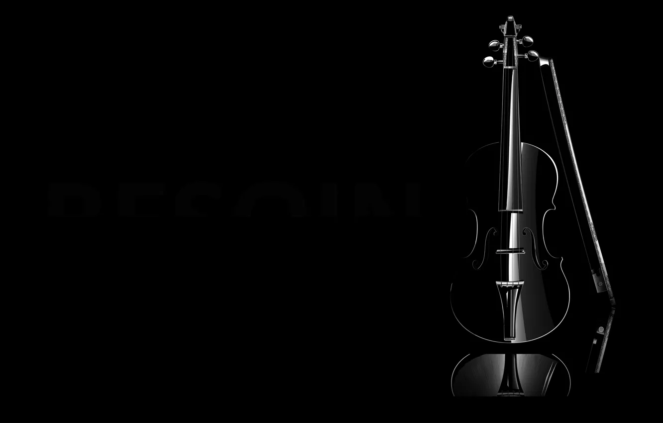 Фото обои музыка, скрипка, ч/б, черный фон, классика, violin, смычек