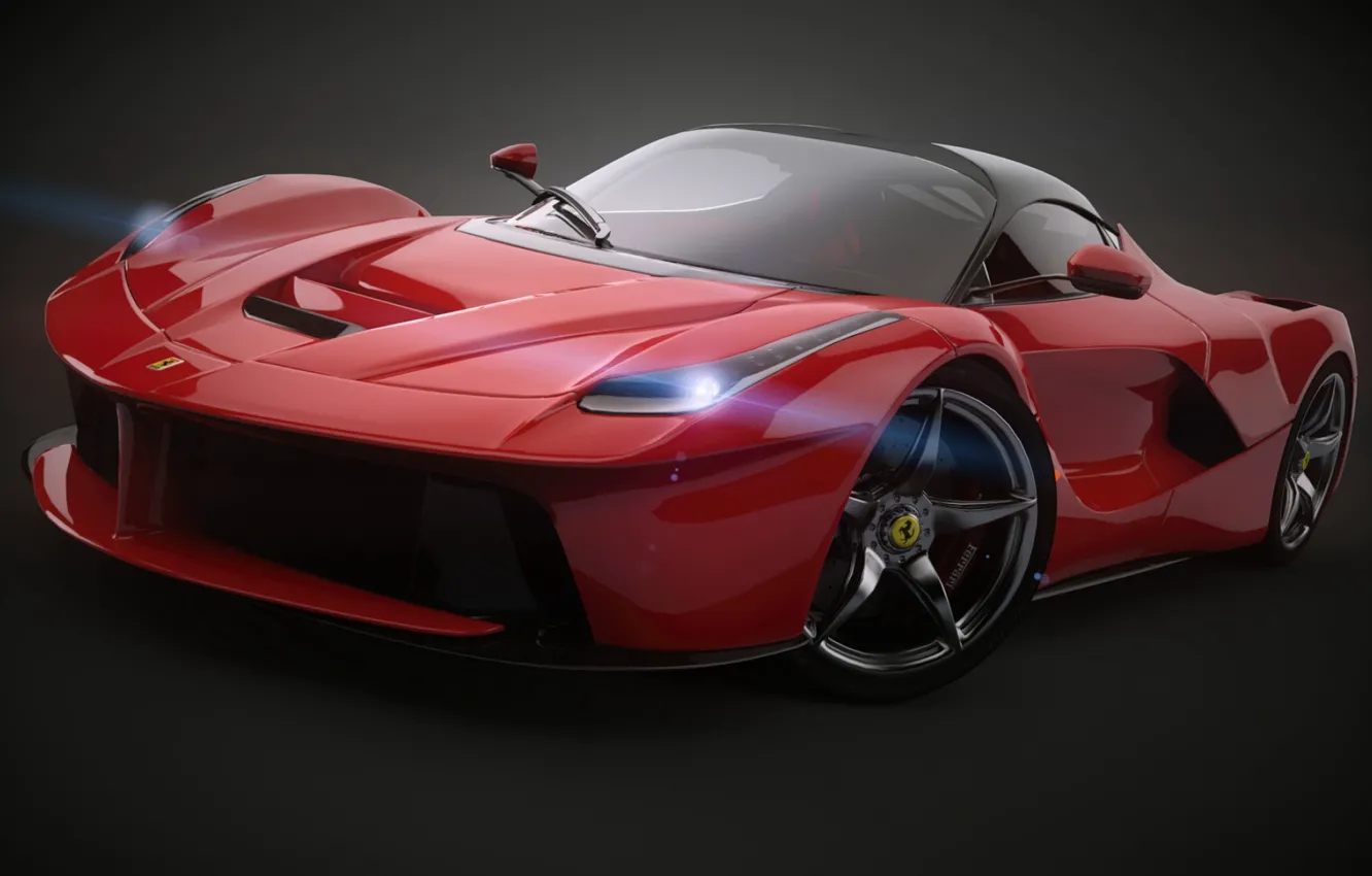 Фото обои Ferrari, Red, 2014, LaFerrari