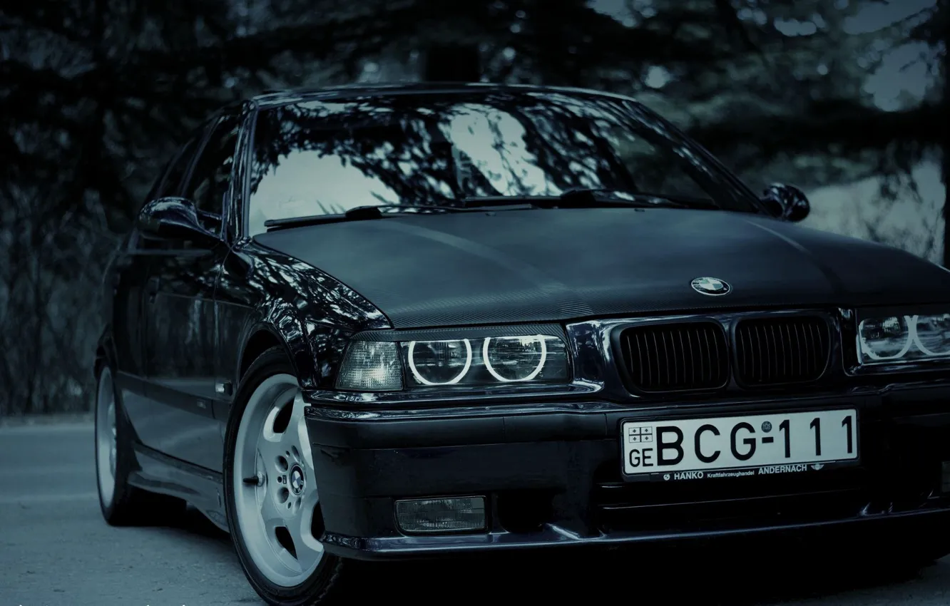 Фото обои фары, тюнинг, BMW, перед, бампер, 3 series, E36