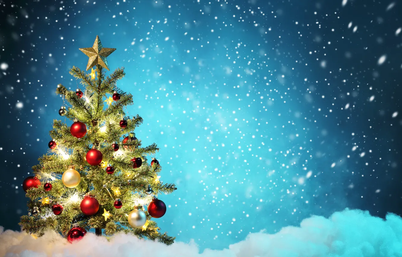 Фото обои звезды, снег, украшения, елка, Новый год, new year, snow, stars, merry christmas, christmas decoration, christmas …