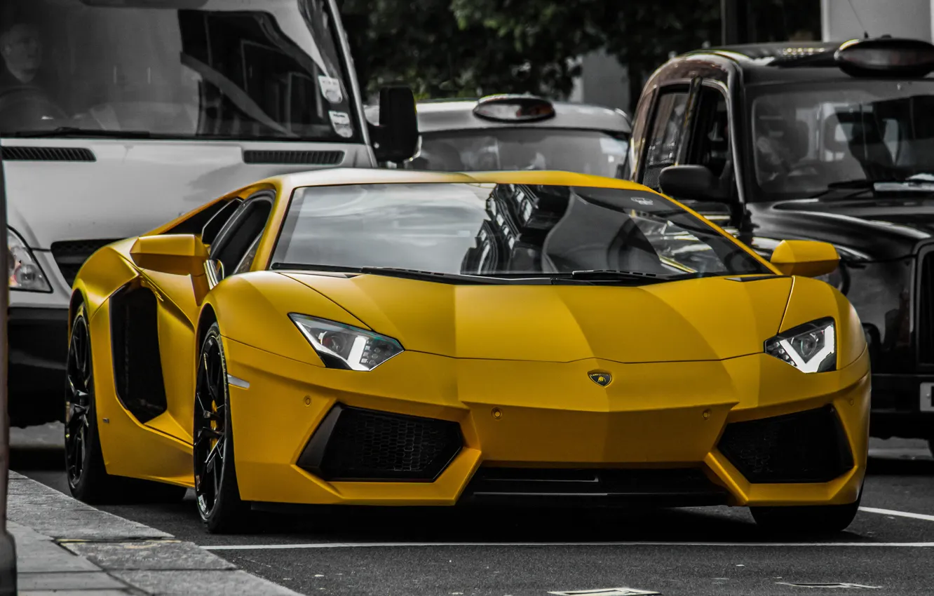 Фото обои car, улица, Lamborghini, sport, Ламборгини, Aventador, авентадор, жолтый, super car, машины., sport cars, LP640 yellow