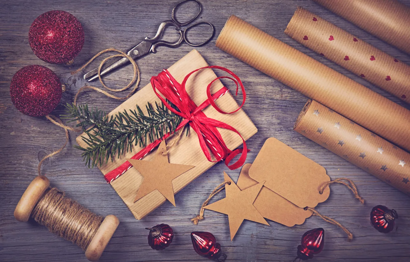 Фото обои украшения, Новый Год, Рождество, Christmas, vintage, wood, Xmas, decoration, gifts, Merry