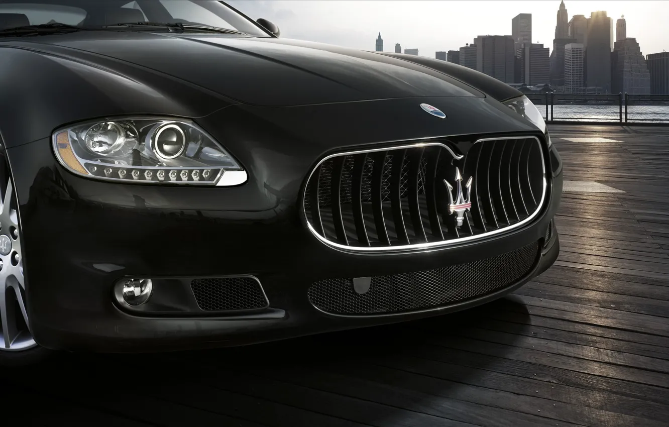 Фото обои Maserati, логотип, решетка, Мазератти