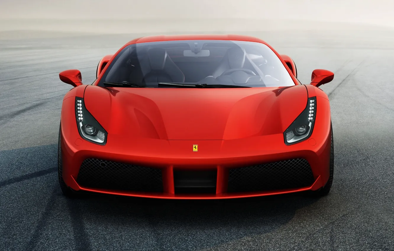 Фото обои красный, Ferrari, суперкар, феррари, 2015, 488 GTB