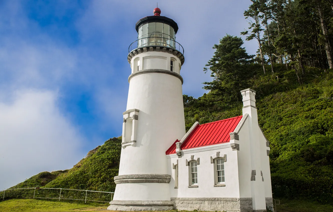Фото обои маяк, Орегон, Oregon, Hecita Head Lighthouse