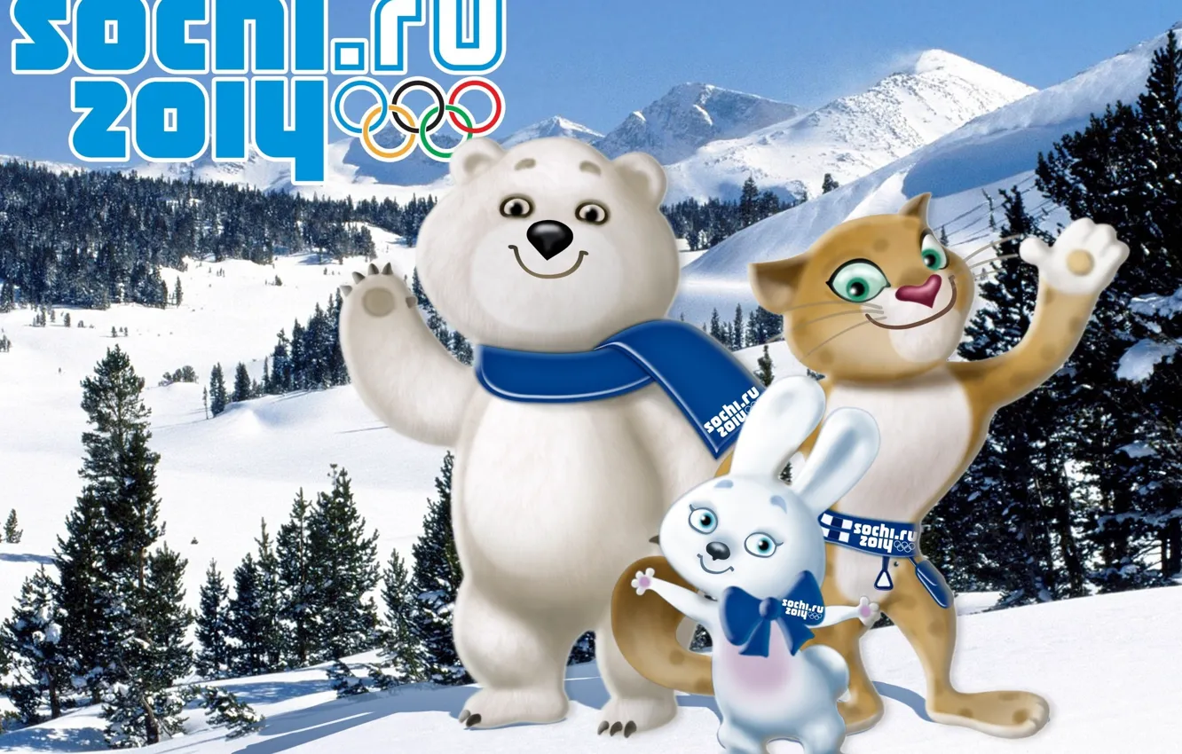 Фото обои олимпиада, сочи 2014, Sochi 2014, зимние олимпийские игры, талисманы