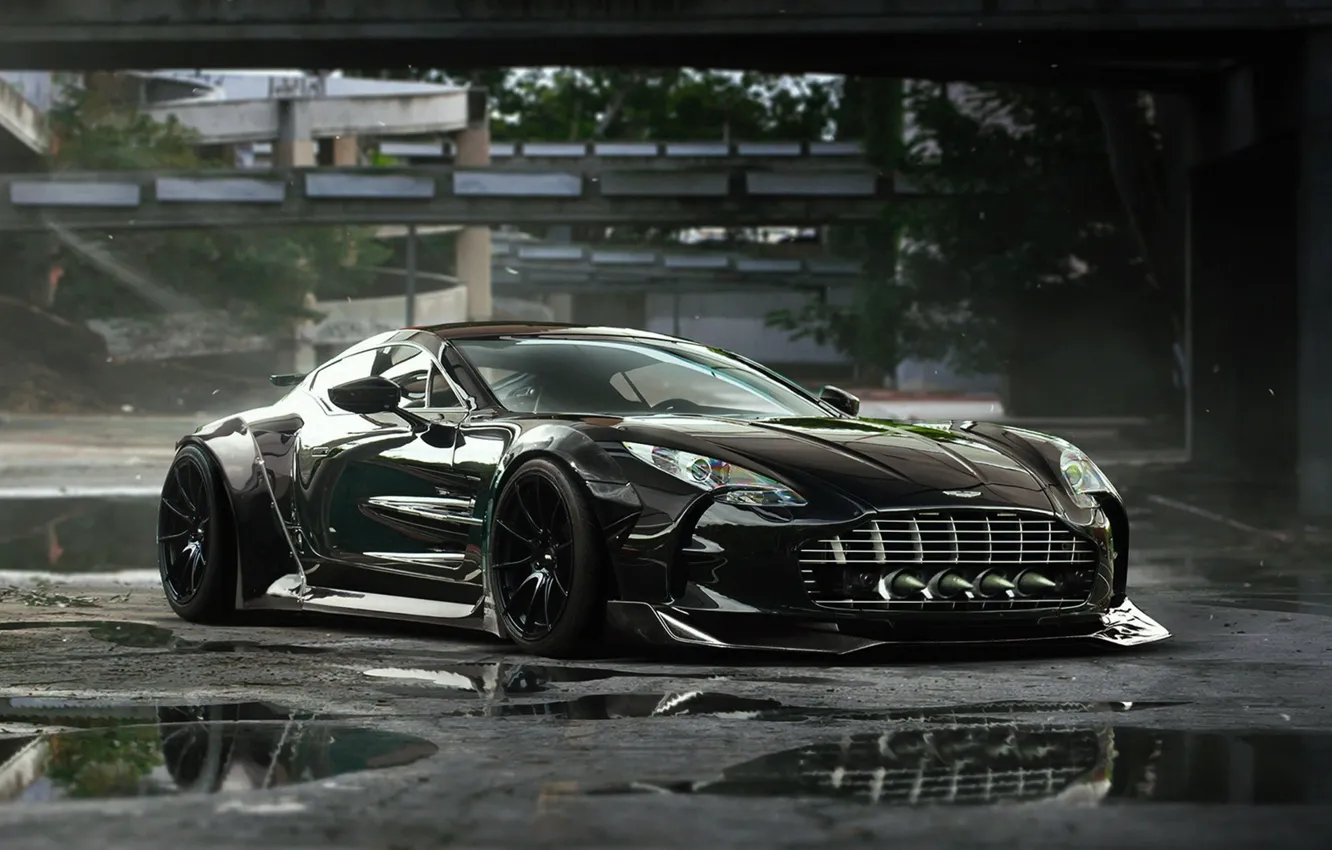 Фото обои Aston Martin, Black, Tuning, Future, Supercar, ONE-77, by Khyzyl Saleem