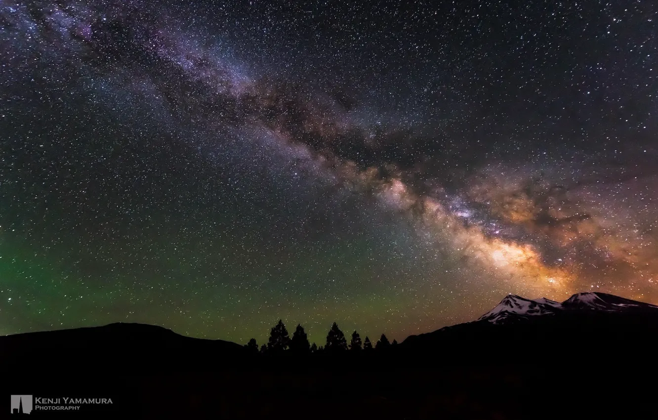 Фото обои небо, звезды, горы, ночь, красота, Млечный путь, photographer, Kenji Yamamura