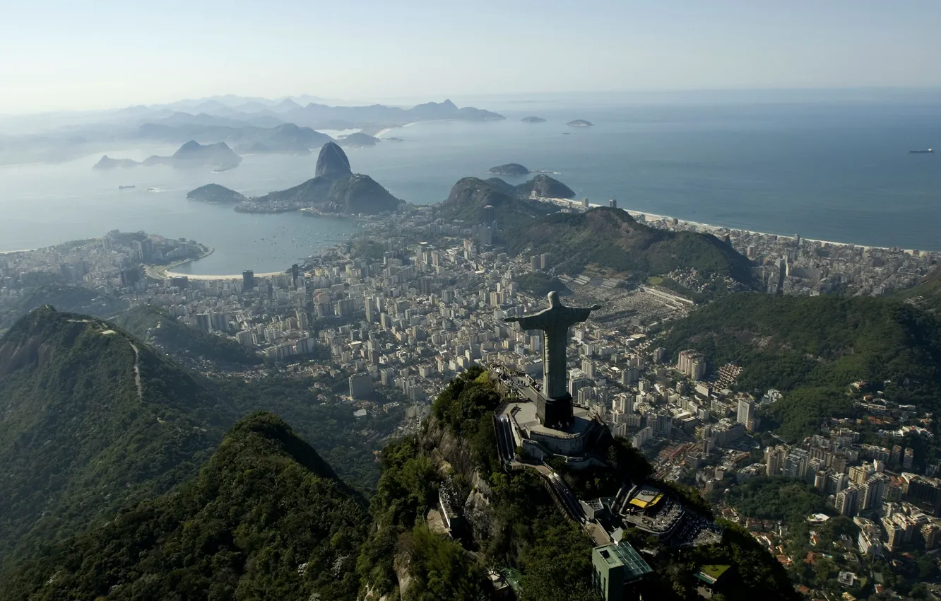 Фото обои море, Бразилия, sea, Рио-де-Жанейро, Brazil, Cristo Redentor, Rio...