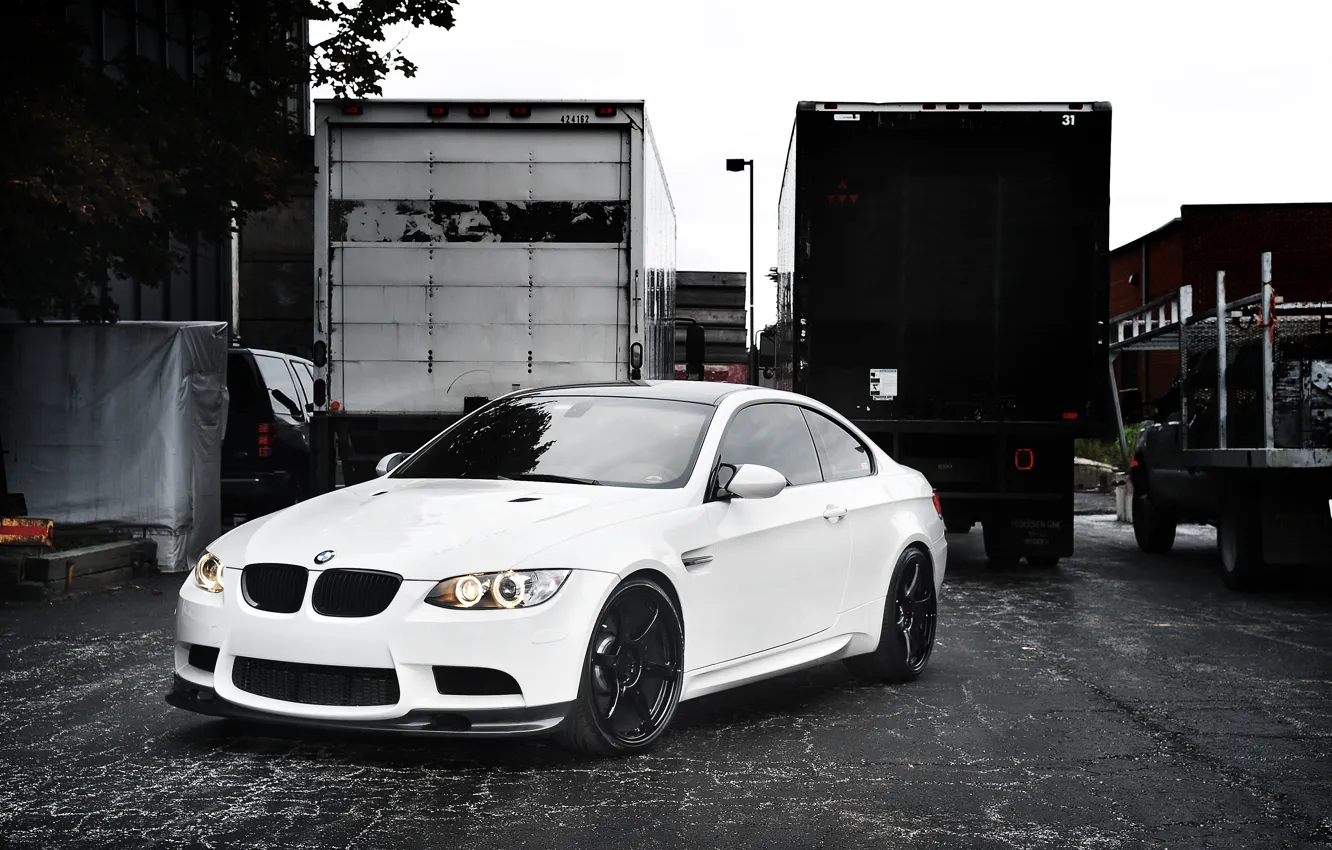 Фото обои белый, грузовики, бмв, BMW, white, E92